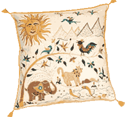

   Hand embroidery by the Kathiawadi people of Gujarat,    
   western India. Exclusively for One Village

   Click the picture to go direct to
   our cushions department


