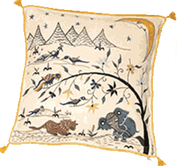 

   Hand embroidery by the Kathiawadi people of Gujarat,    
   western India. Exclusively for One Village

   Click the picture to go direct to
   our cushions department


