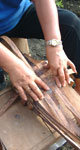 

   Preparing the
   bakbak bark
   before weaving   
   begins   

