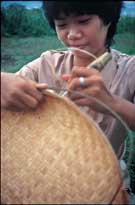 

   Making the bilao    

