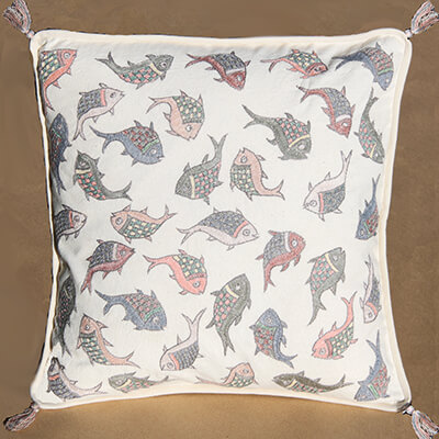 

   08864 Embroidered fish cushion cover   
.
