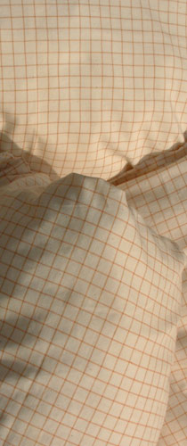 

   Check duvet cover, tan/white   
.
