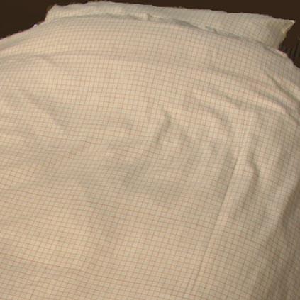 

   Check duvet cover, tan/white   
.
