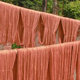 

   Dyed yarn drying in the fresh air   
.
